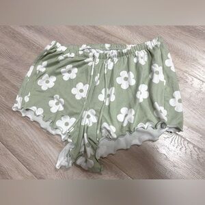 Green Floral Shorts